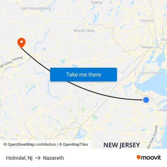 Holmdel, Nj to Nazareth map