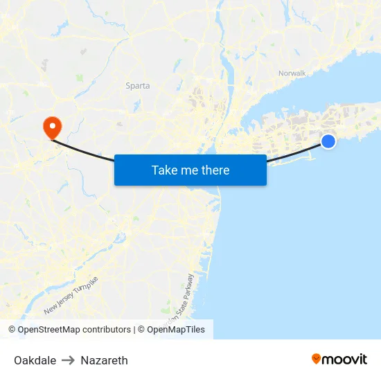 Oakdale to Nazareth map