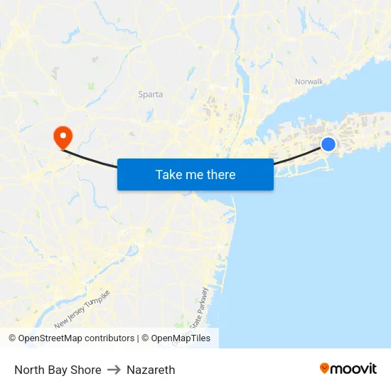North Bay Shore to Nazareth map