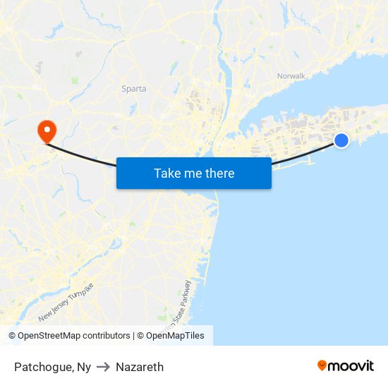 Patchogue, Ny to Nazareth map