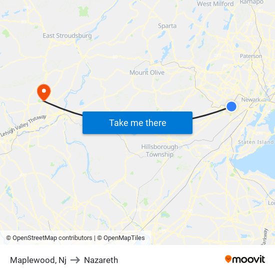 Maplewood, Nj to Nazareth map