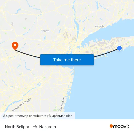 North Bellport to Nazareth map