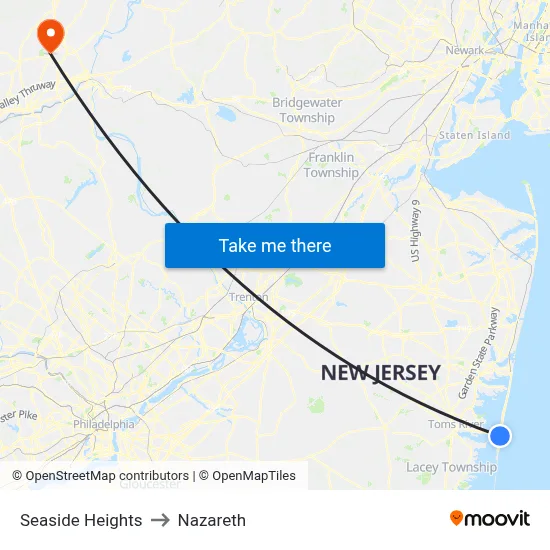 Seaside Heights to Nazareth map