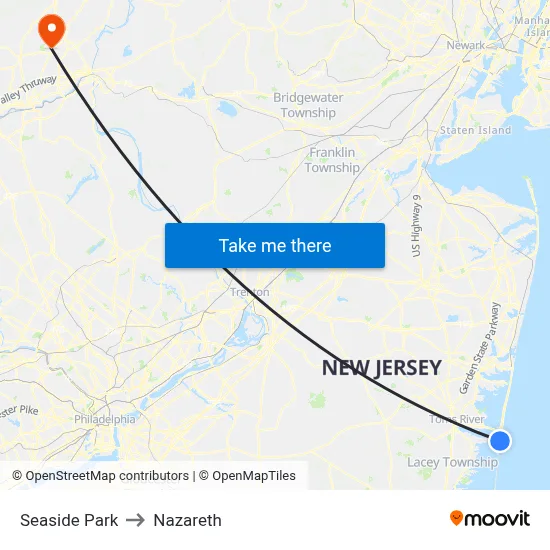 Seaside Park to Nazareth map