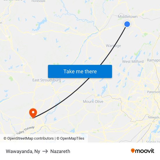 Wawayanda, Ny to Nazareth map