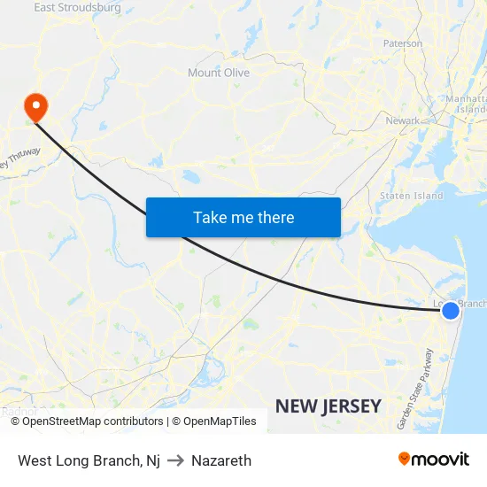West Long Branch to Nazareth map