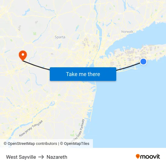 West Sayville to Nazareth map