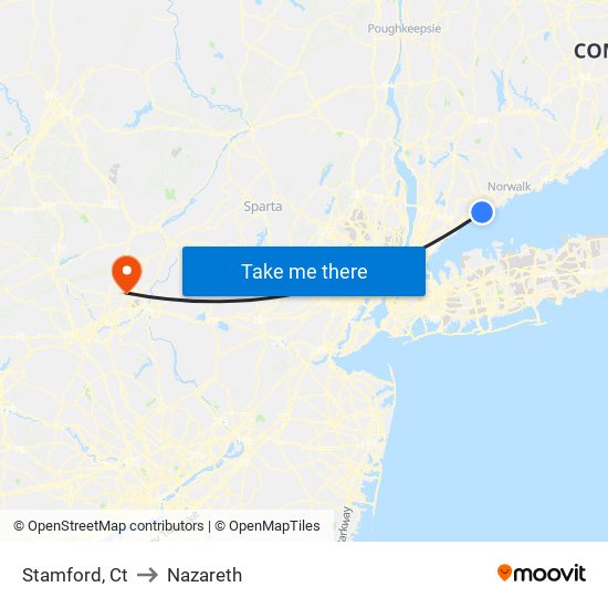 Stamford, Ct to Nazareth map