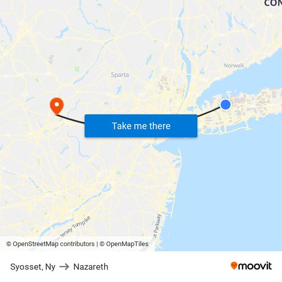Syosset, Ny to Nazareth map