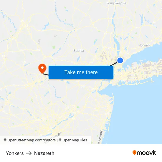 Yonkers to Nazareth map