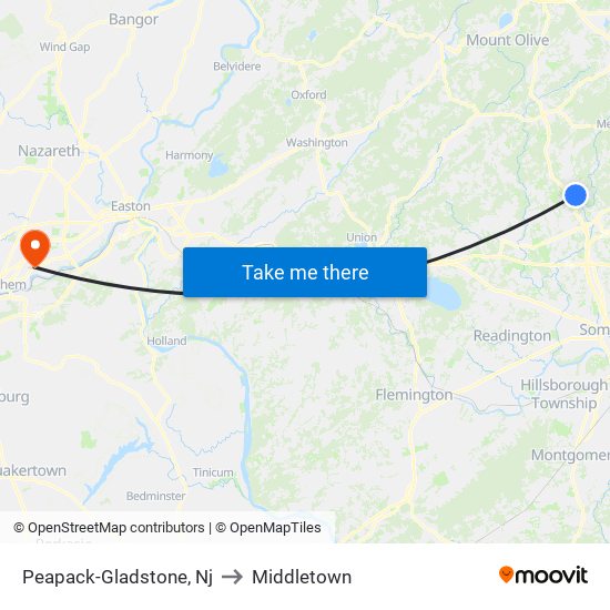 Peapack-Gladstone, Nj to Middletown map