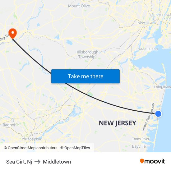 Sea Girt, Nj to Middletown map