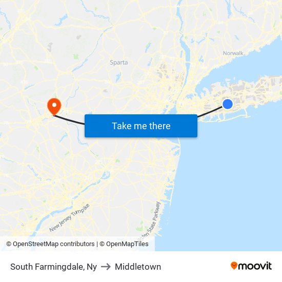 South Farmingdale, Ny to Middletown map