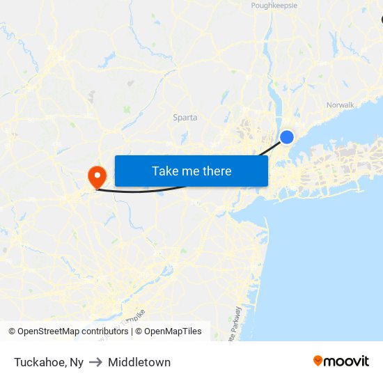 Tuckahoe, Ny to Middletown map