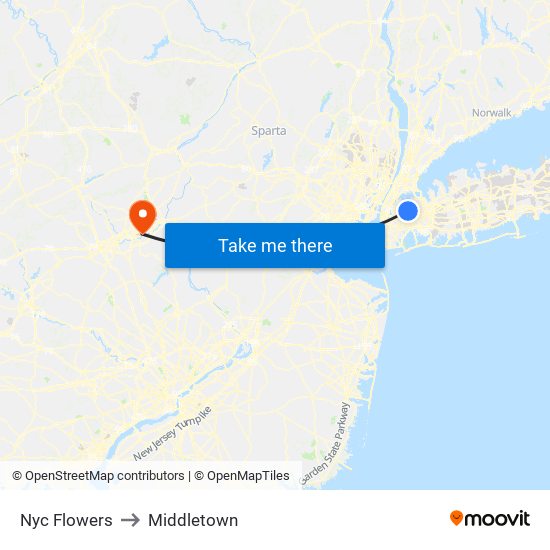 Nyc Flowers to Middletown map