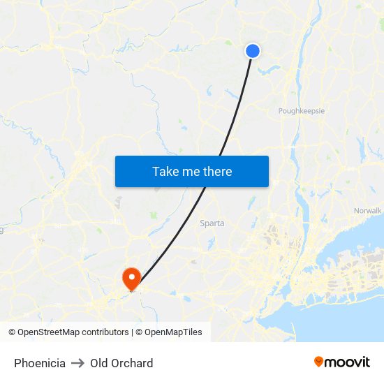 Phoenicia to Old Orchard map