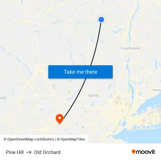 Pine Hill to Old Orchard map