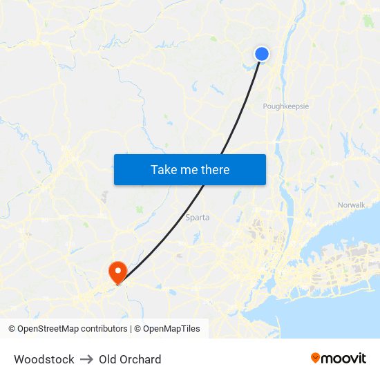 Woodstock to Old Orchard map