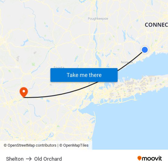 Shelton to Old Orchard map