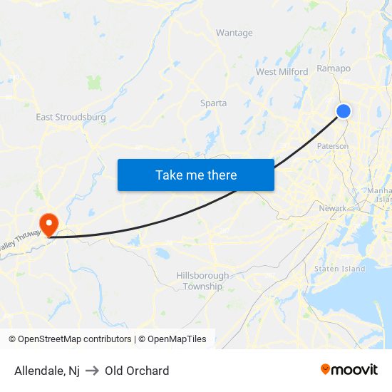 Allendale, Nj to Old Orchard map