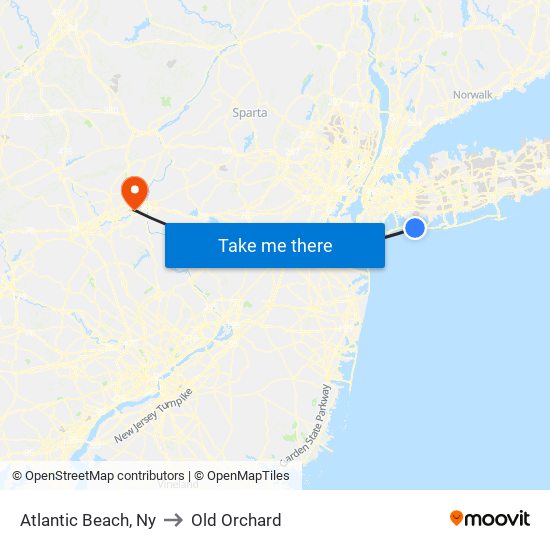 Atlantic Beach, Ny to Old Orchard map