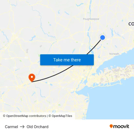 Carmel to Old Orchard map