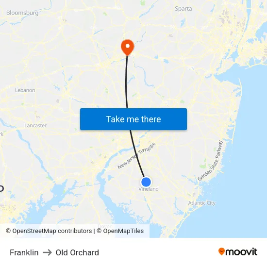 Franklin to Old Orchard map