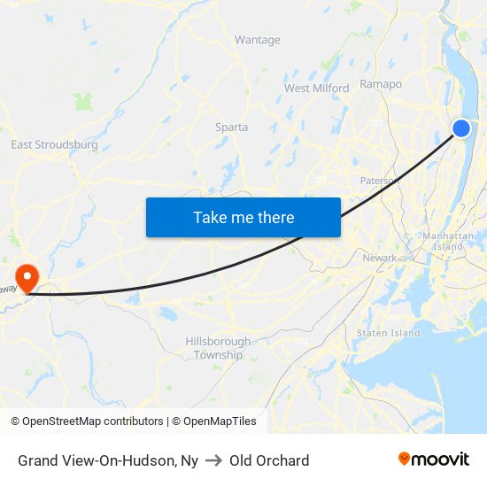 Grand View-On-Hudson, Ny to Old Orchard map