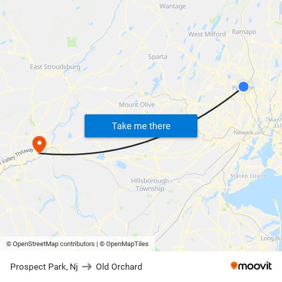 Prospect Park, Nj to Old Orchard map