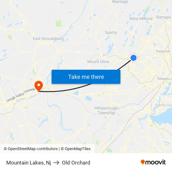 Mountain Lakes, Nj to Old Orchard map