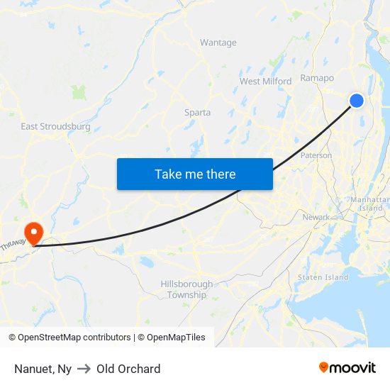 Nanuet, Ny to Old Orchard map