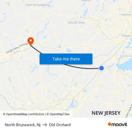 North Brunswick, Nj to Old Orchard map