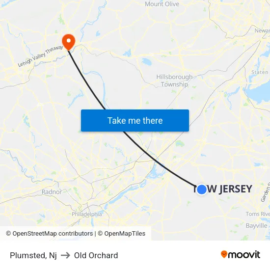 Plumsted to Old Orchard map