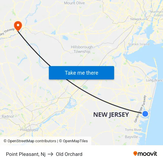 Point Pleasant to Old Orchard map
