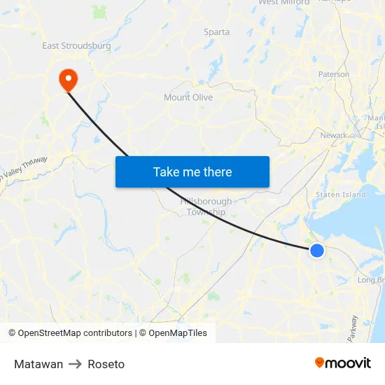Matawan to Roseto map