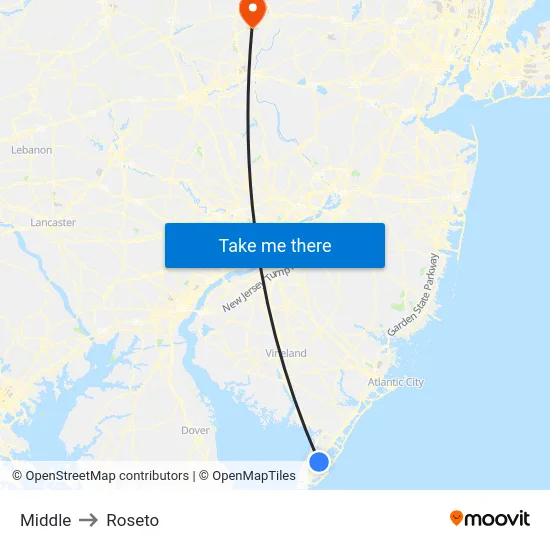 Middle to Roseto map