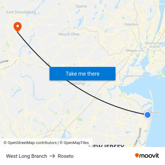 West Long Branch to Roseto map