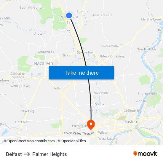 Belfast to Palmer Heights map