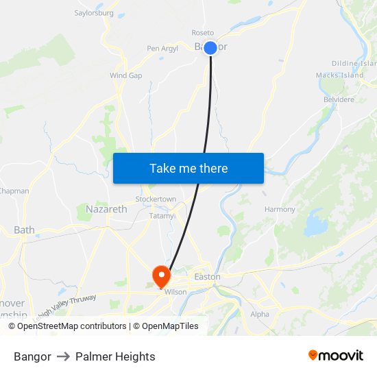 Bangor to Palmer Heights map