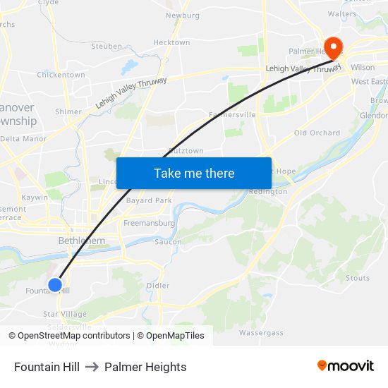 Fountain Hill to Palmer Heights map