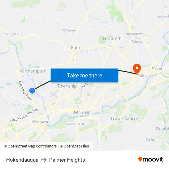 Hokendauqua to Palmer Heights map