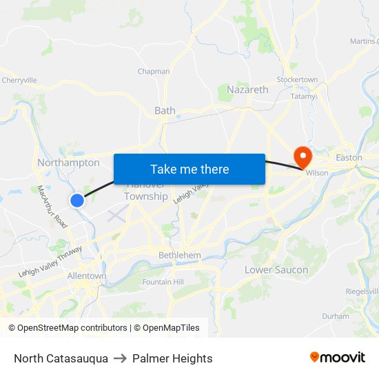 North Catasauqua to Palmer Heights map