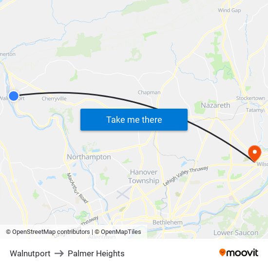 Walnutport to Palmer Heights map