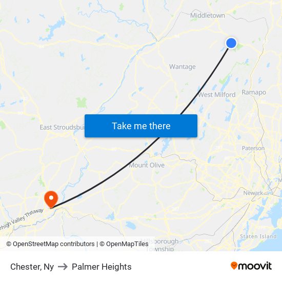 Chester, Ny to Palmer Heights map