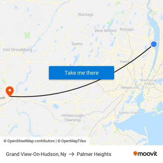 Grand View-On-Hudson, Ny to Palmer Heights map