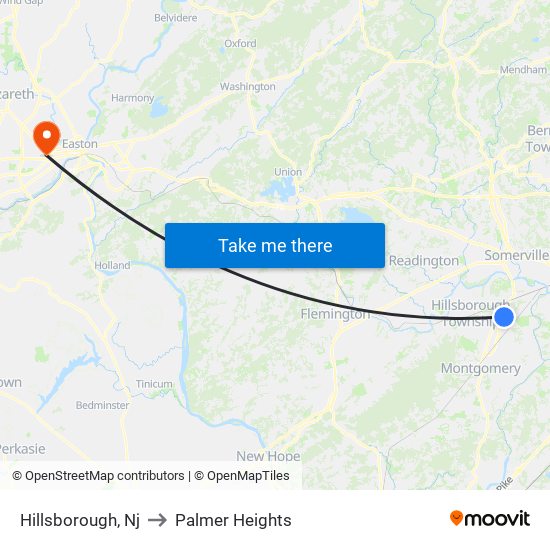 Hillsborough, Nj to Palmer Heights map