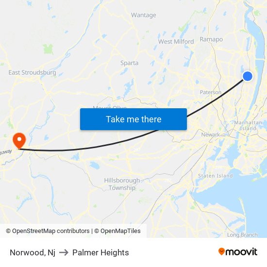 Norwood, Nj to Palmer Heights map