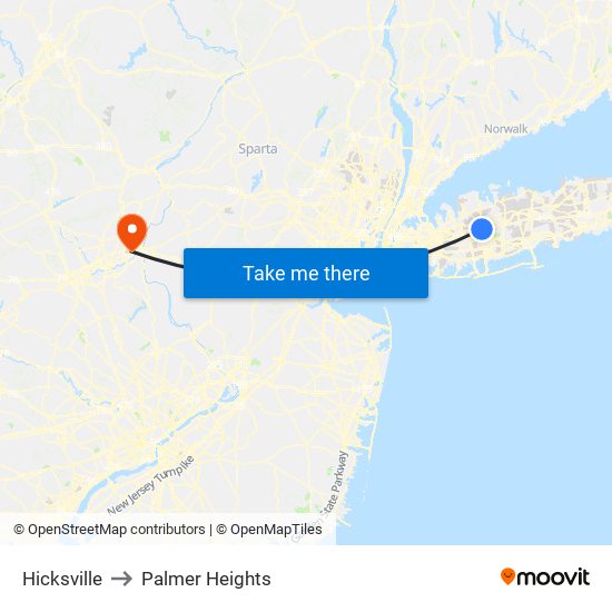 Hicksville to Palmer Heights map