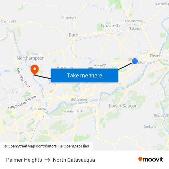 Palmer Heights to North Catasauqua map