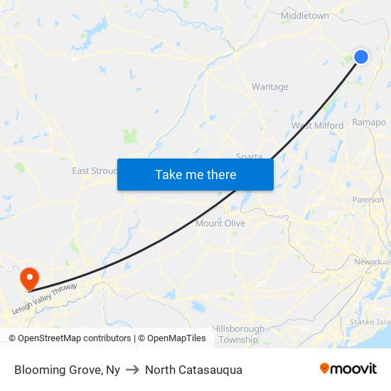 Blooming Grove, Ny to North Catasauqua map